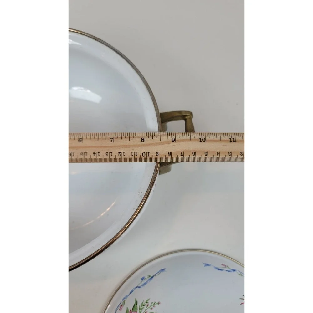 Lincoware Enamelware Brass Tulip French Fleur Dutch Oven 2 Qt‎